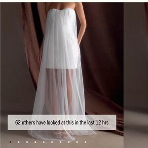 Elegant White Strapless Dress with Sheer Overlay